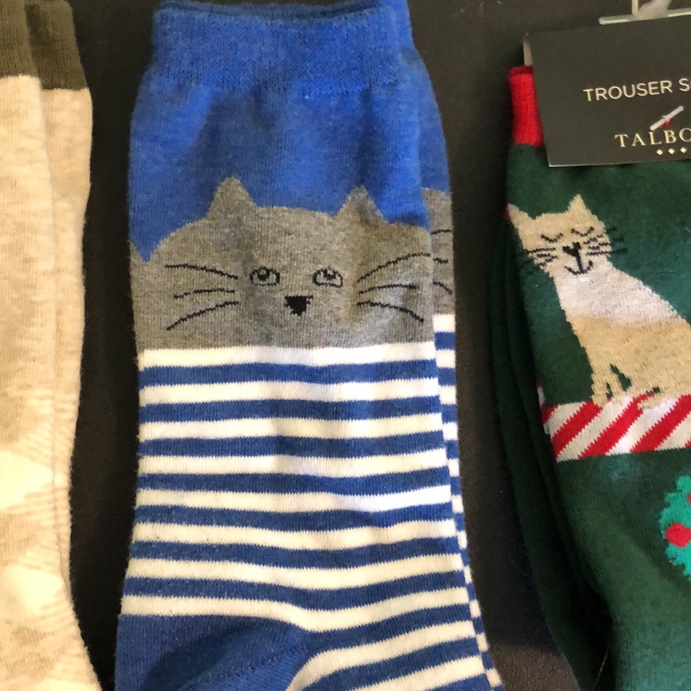 Set of 4 Talbots Trouser Socks Fall / Christmas / Cat OS - Picture 4 of 6